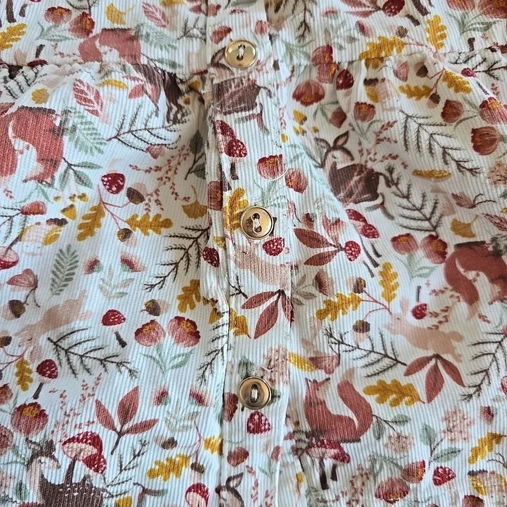 Happily Grey Kids 3T Girls Dress Deer Mushroom Nature Long Sleeve Corduroy